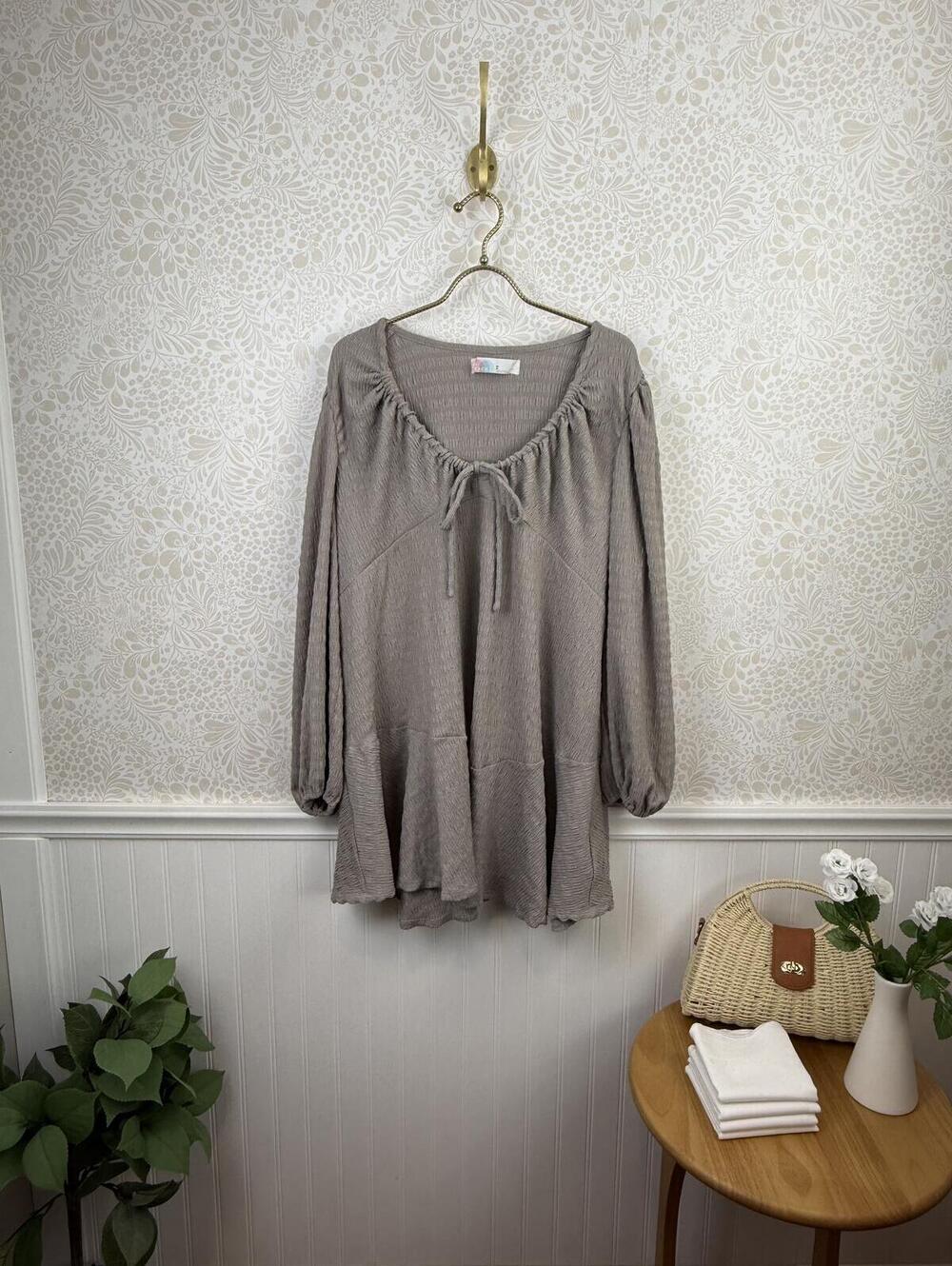Free People Beach Gray Oversized Textured Mini Dress - Size - Medium